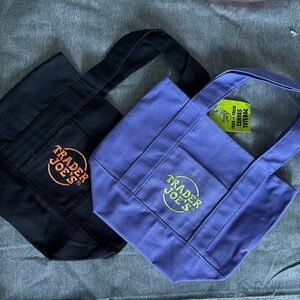 Trader Joes Mini - Black and Purple Tote Bags